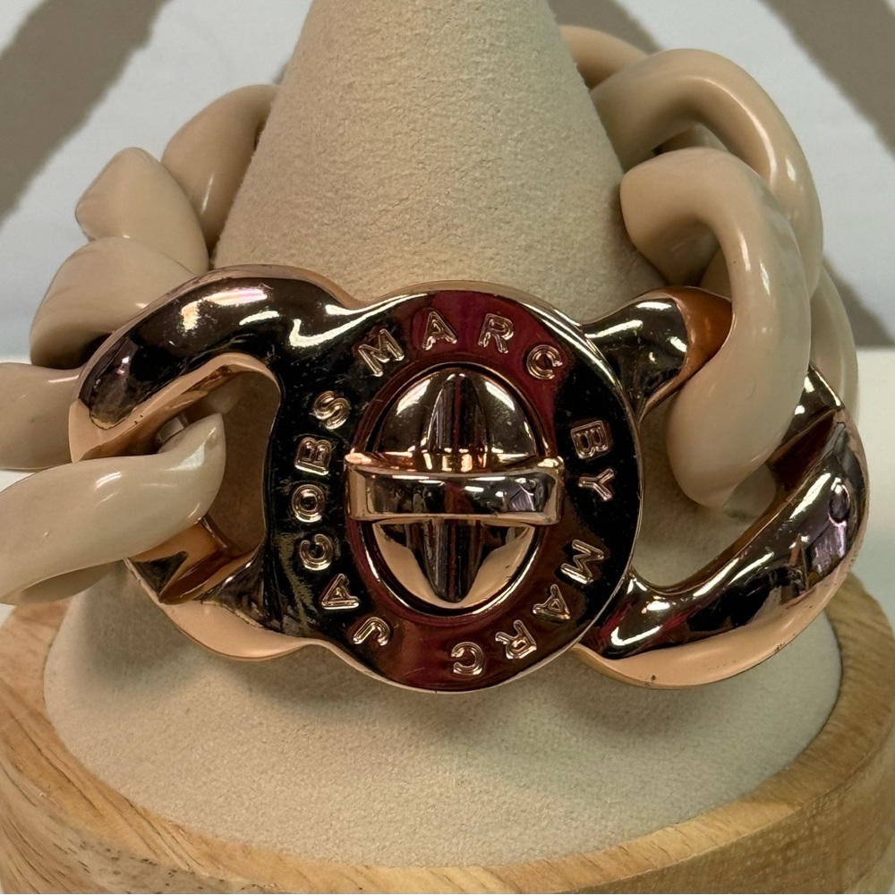 Marc Jacobs Rose Gold & Beige Chucky Link Bracelet